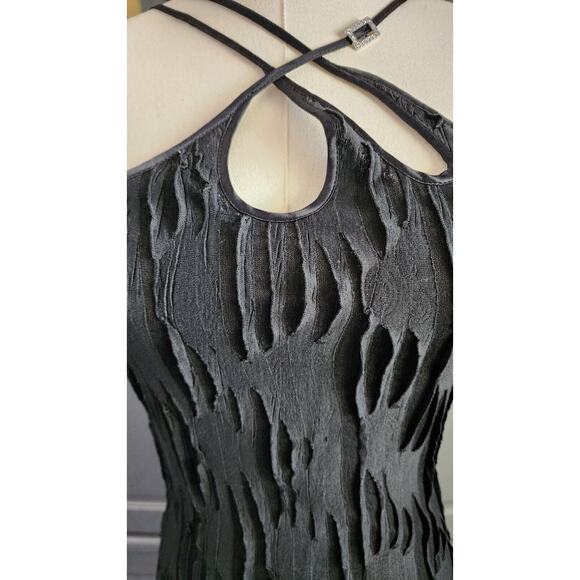 Nana Jacqueline Franca LBD Stretch Mini Dress Rhinestone On Strap Large NWT $368 - Picture 10 of 16